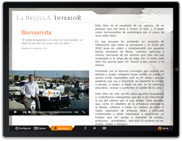 Sección "Bienvenida" de la App "La Brújula Interior" de Álex Rovira