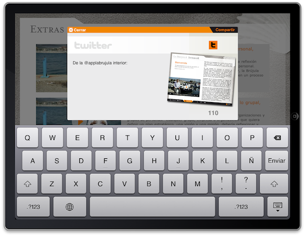 Opción "Compartir en Twitter" de la App "La Brújula Interior" de Álex Rovira