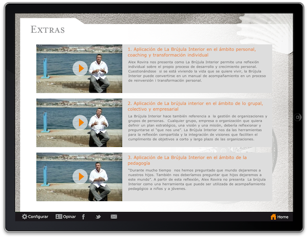 Sección "Extras" de la App "La Brújula Interior" de Álex Rovira