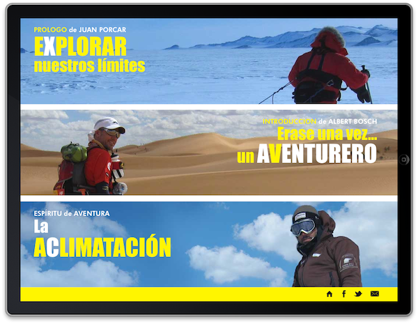 Sección "Bienvenida" de la App "Espíritu de Aventura" de Albert Bosch