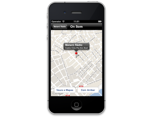 Sección "On Som" de la App "Mataró Ràdio" 