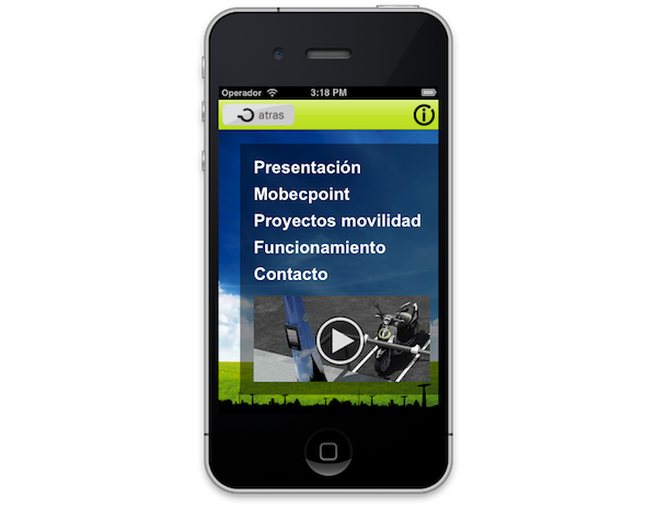 Sección "Información" de la App "Mobecpoint"